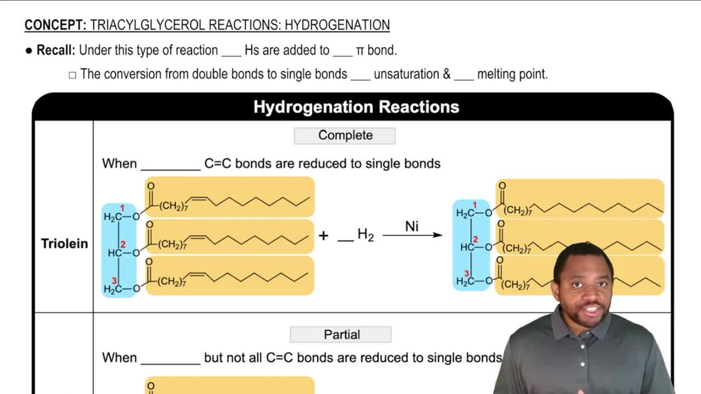 Triacylglycerol Reactions: Hydrogenation Concept 1