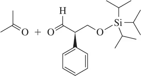 Chemical structure showing a carbonyl compound with a benzene ring and a silyl ether group.