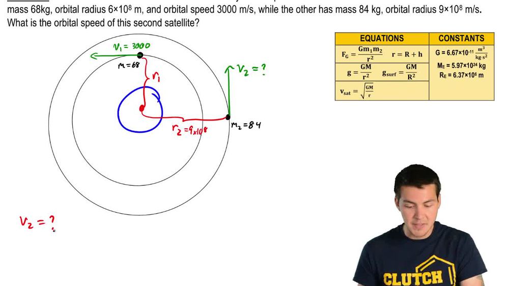 Find speed of second satellite, given speed of first