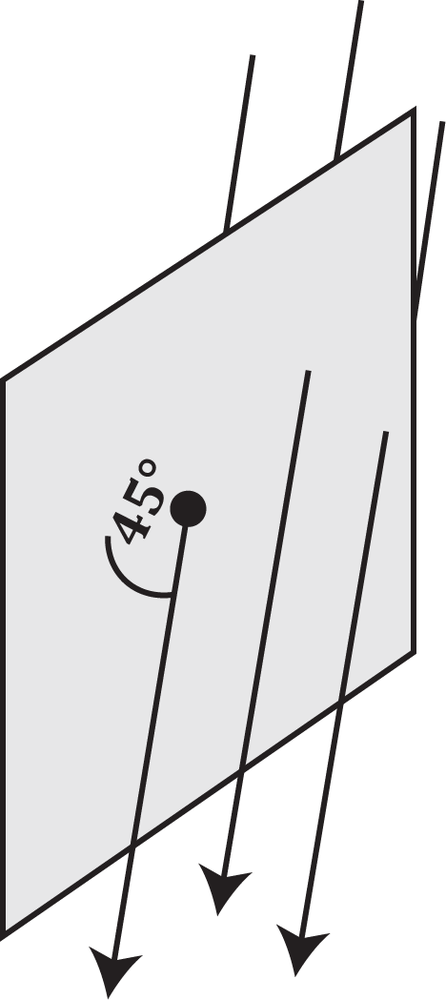 A square loop at a 45° angle to magnetic field lines, illustrating magnetic flux concepts.