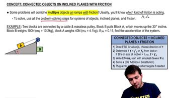 Connected Objects On Inclined Planes With Friction