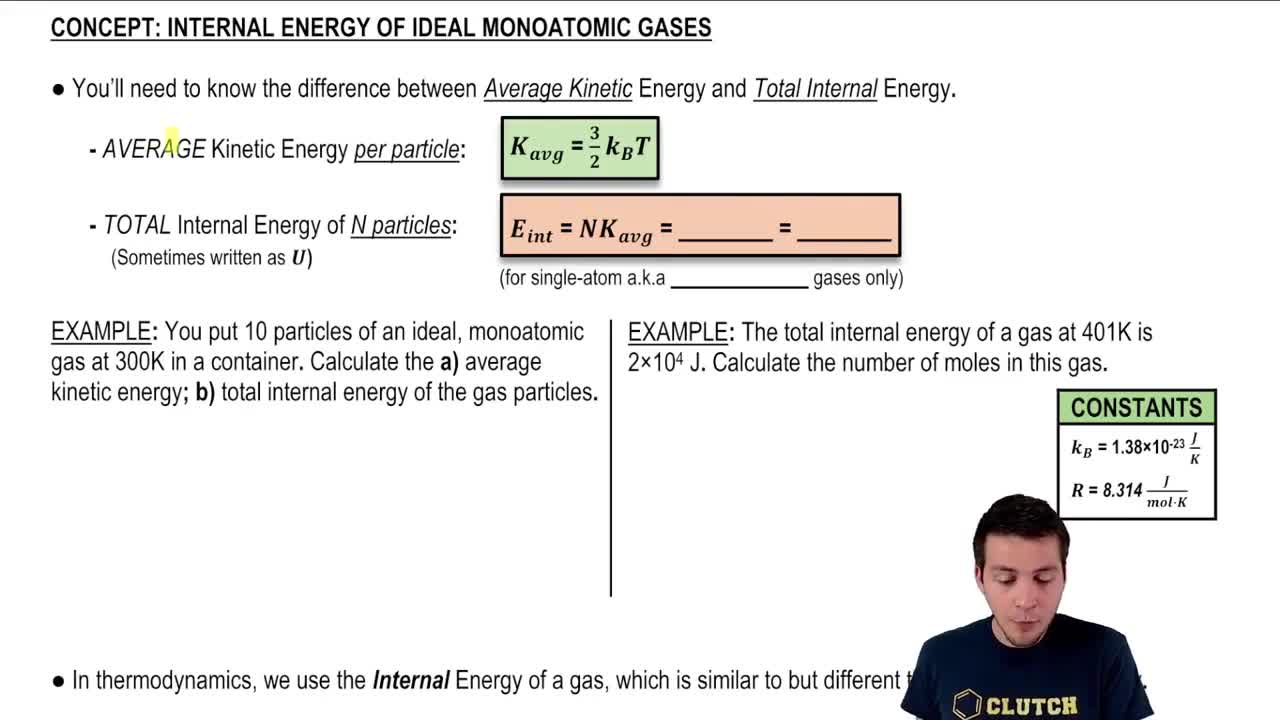 Internal Energy of Ideal Monoatomic Gases