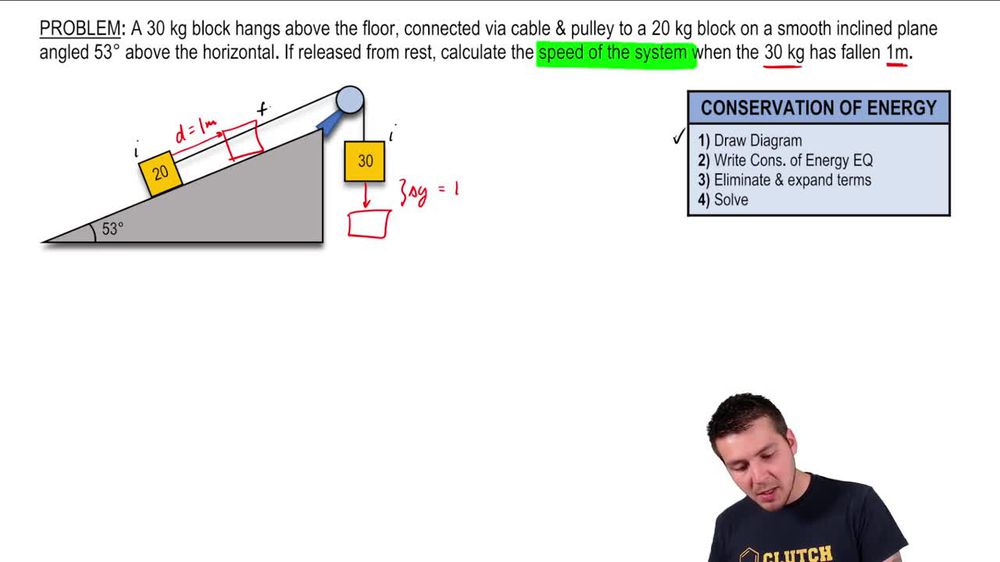 Solving System of Blocks on Incline Plane with Energy