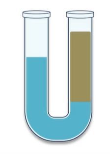 U-shaped tube with two liquids