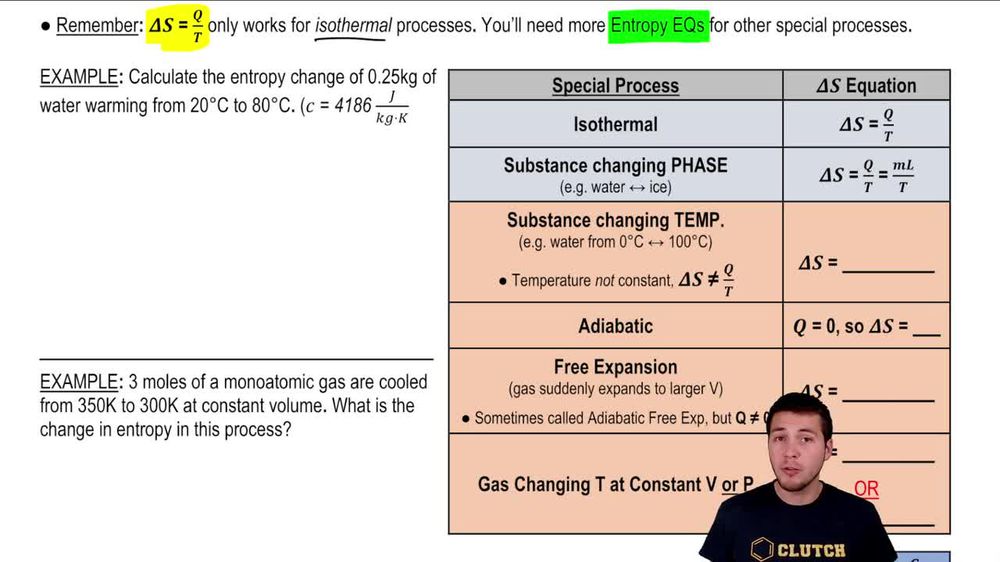 Entropy Equations for Special Thermodynamic Processes