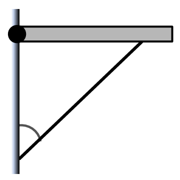 Horizontal beam hinged to a wall with a supporting rod at 30° angle, connected 1 m from beam's right end.