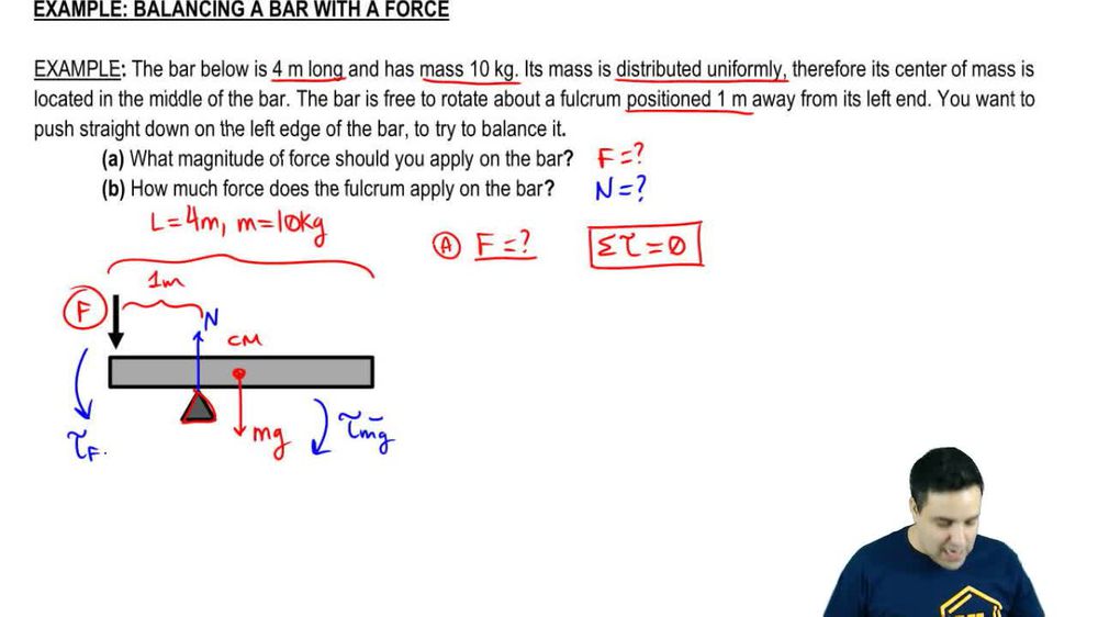 Balancing a bar with a force