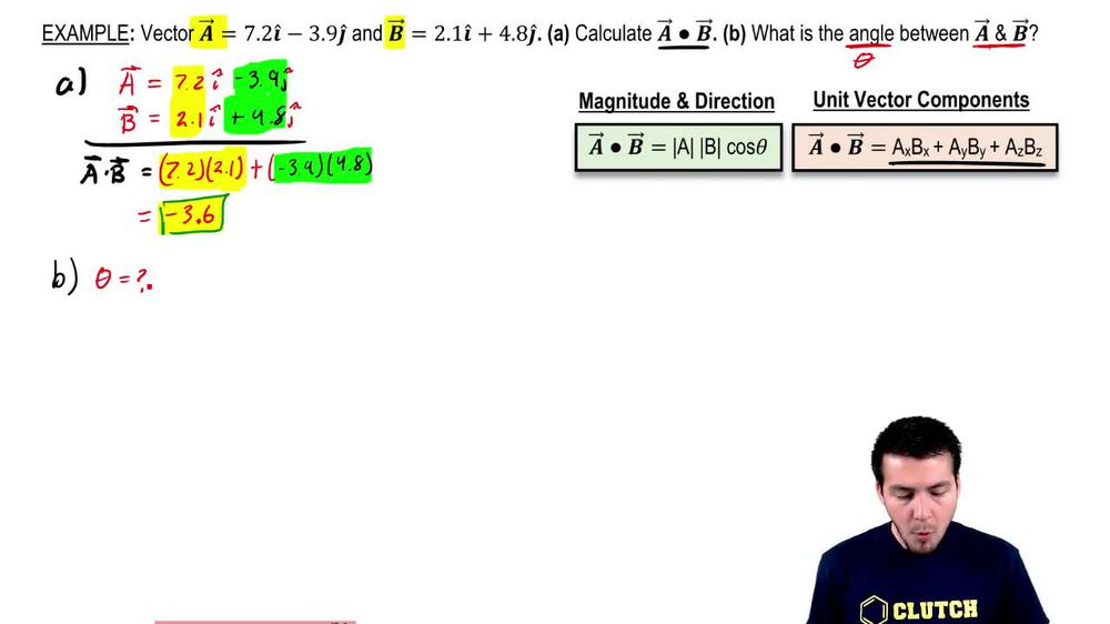 Calculating the Angle Between 2 Vectors Using the Dot Product