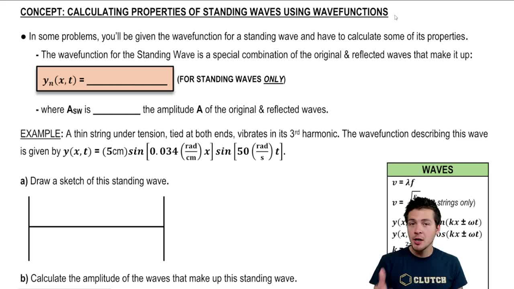 Properties of Standing Waves from Wave Functions