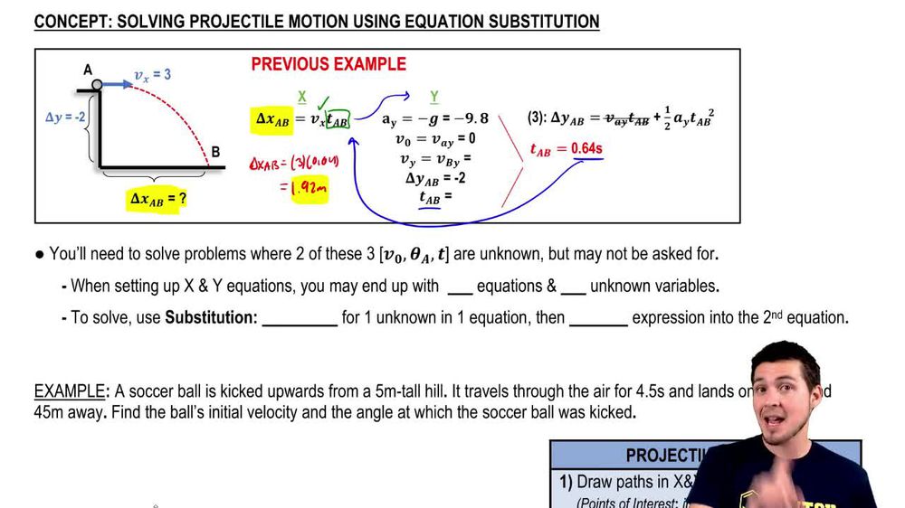 Solving Projectile Motion Using Equation Substitution