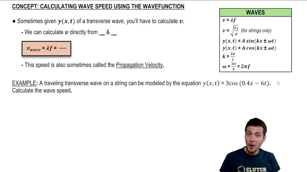 Calculating Wave Speed from Wave Functions