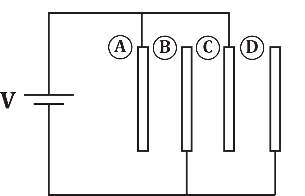 Diagram showing four capacitor plates labeled A, B, C, and D for series and parallel configuration analysis.