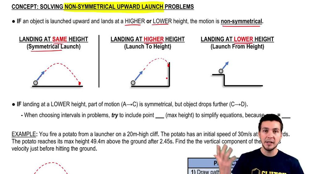 Solving Non-Symmetrical Upward Launch Problems