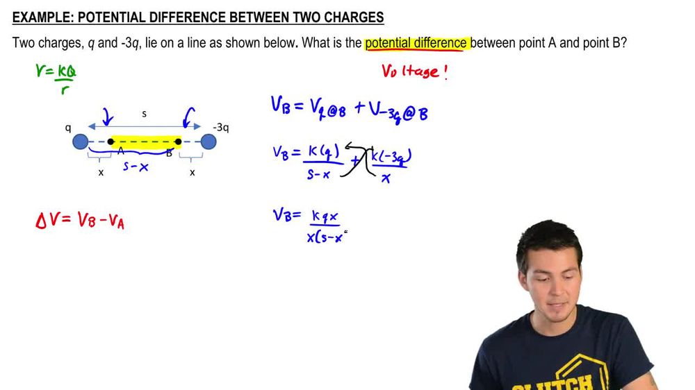 Potential Difference Between Two Charges