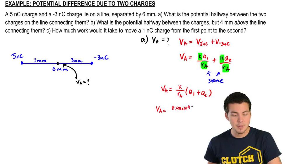Potential Difference Between Two Charges