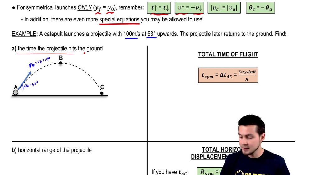 Using Special Equations in Symmetrical Launch Problems