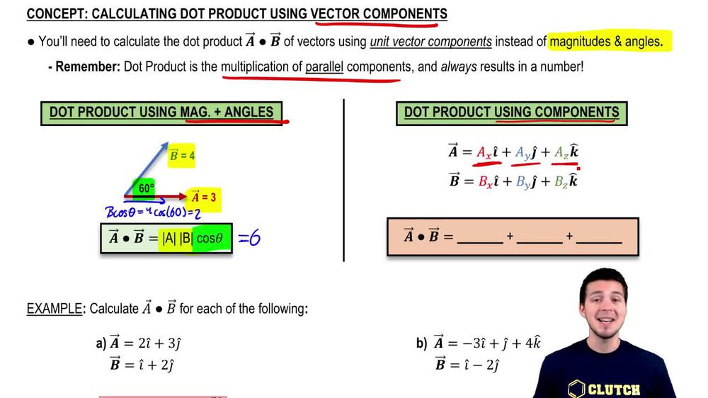 Calculating Dot Product Using Vector Components