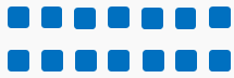 Array of 2 rows and 7 columns of blue squares representing a multiplication expression.