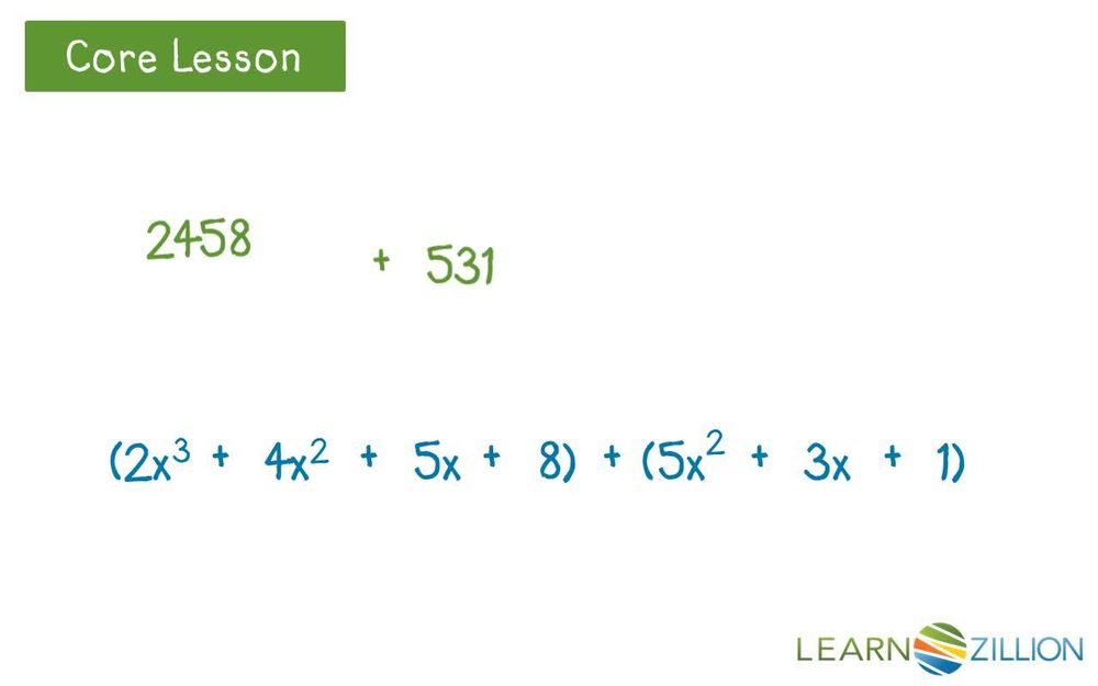 Add polynomials by combining like terms