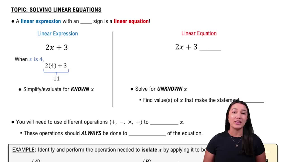 Introduction to Solving Linear Equations