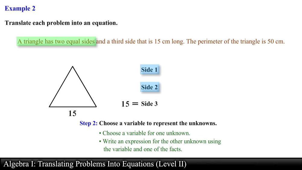 Translating Problems Into Equations (Level 2 of 2)