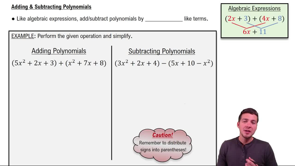 Adding and Subtracting Polynomials
