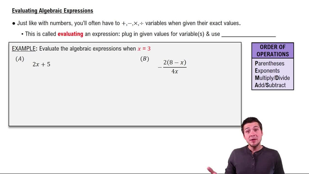 Evaluating Algebraic Expressions