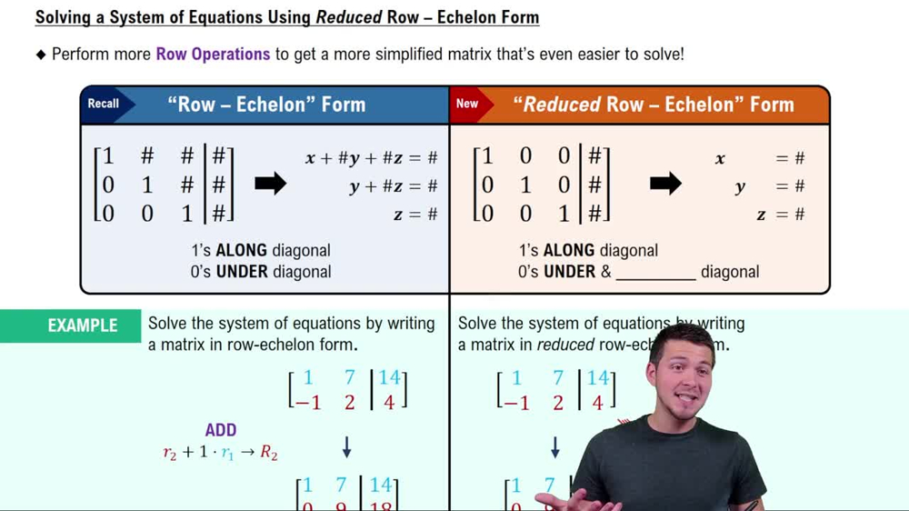 Solving Systems of Equations - Matrices (Reduced Row-Echelon Form)