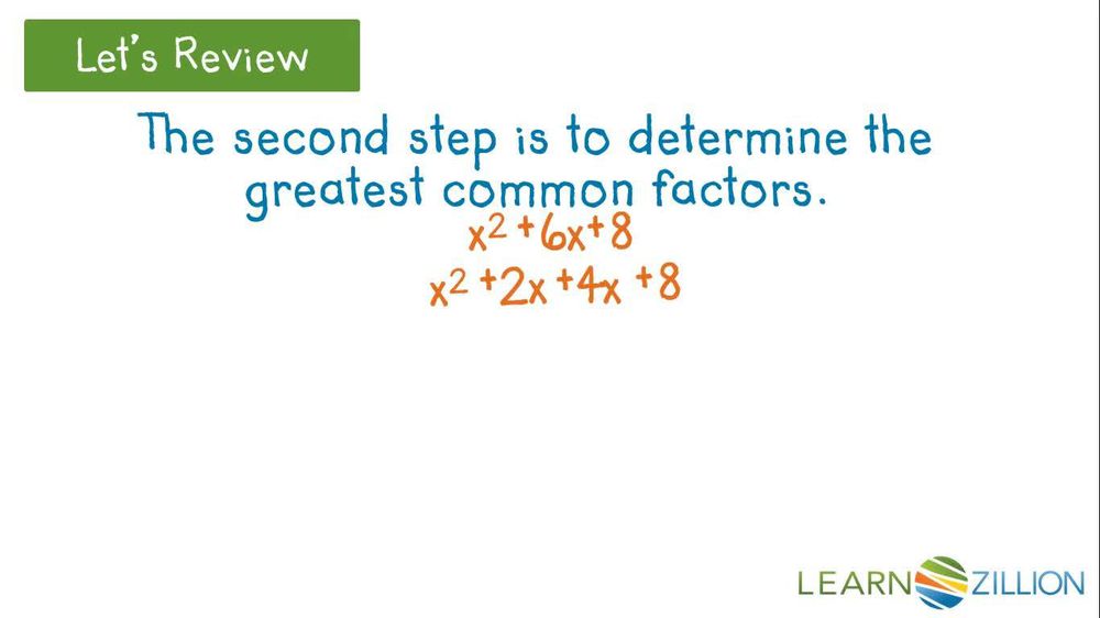 Factor an expression using the diamond and box method