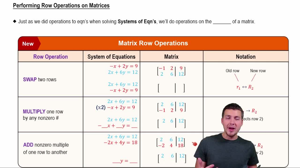 Performing Row Operations on Matrices