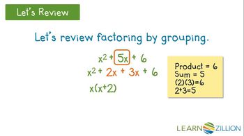 Rewrite a trinomial by factoring using grouping