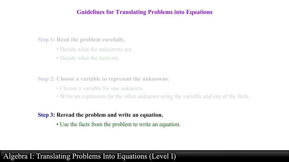 Translating Problems Into Equations (Level 1 of 2)