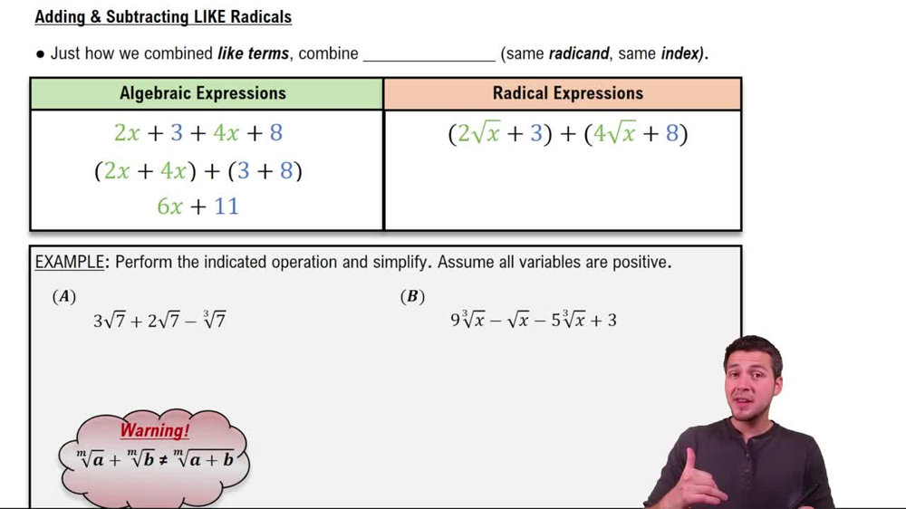 Adding & Subtracting Like Radicals