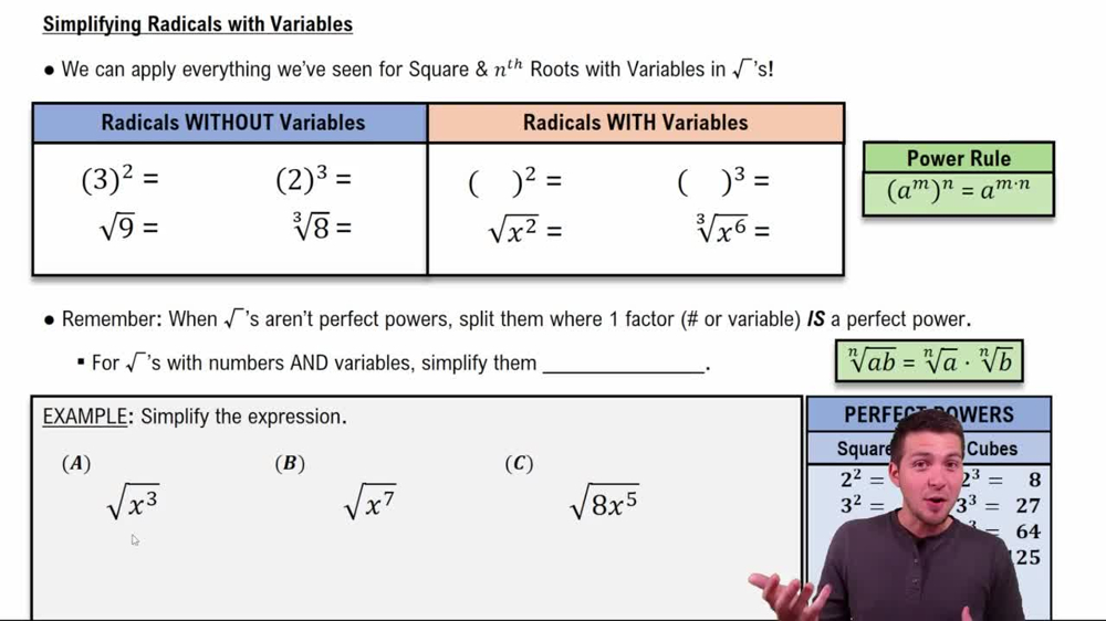 Radical Expressions with Variables