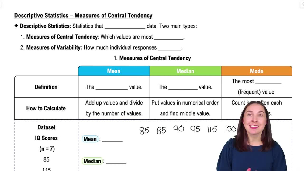 Descriptive Statistics – Measures of Central Tendency