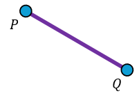 Two points labeled P and Q connected by a purple straight line segment.