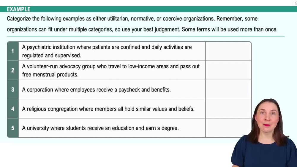 Formal Organizations Example 1