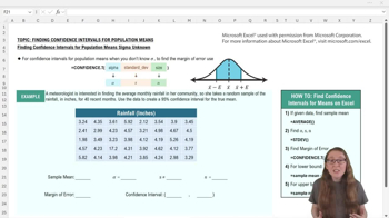 Finding Confidence Intervals for Means (Sigma Unknown)