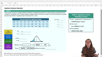 Performing Hypothesis Tests: Proportions  - Excel