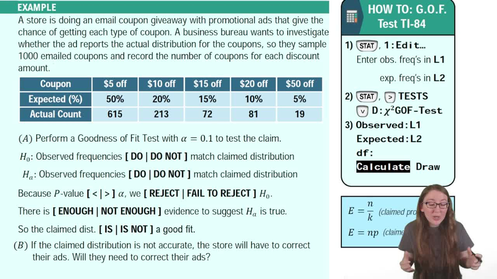 Goodness of Fit Test Using a TI-84 Example 2