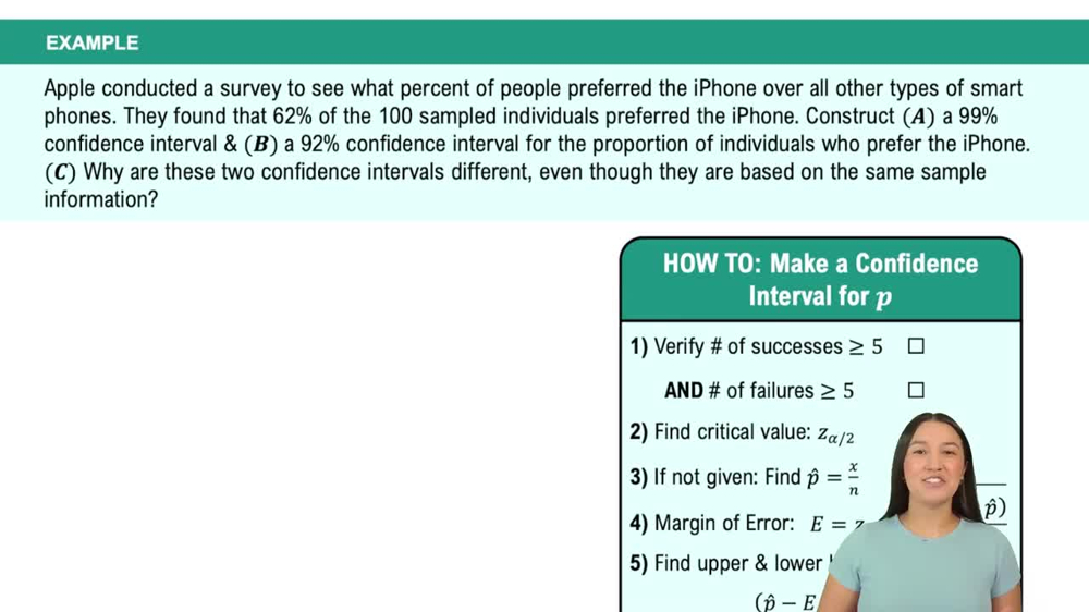 Constructing Confidence Intervals for Proportions Example 1