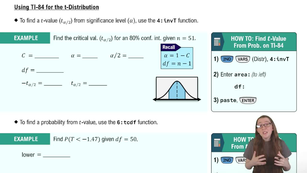 Finding t-Values Using a TI-84