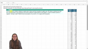 Regression Line Equation and Coefficient of Determination - Excel Example 1