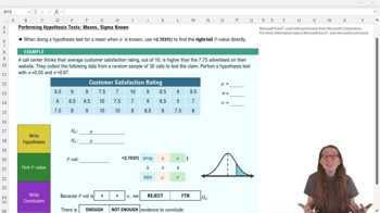 Performing Hypothesis Tests: Mean Sigma Known - Excel