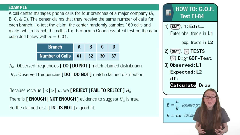 Goodness of Fit Test Using a TI-84 Example 1