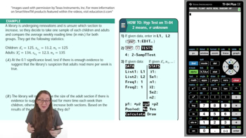Difference in Means: Hypothesis Tests Using TI-84 Example 2