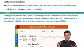 Standard Deviation (σ) Known
