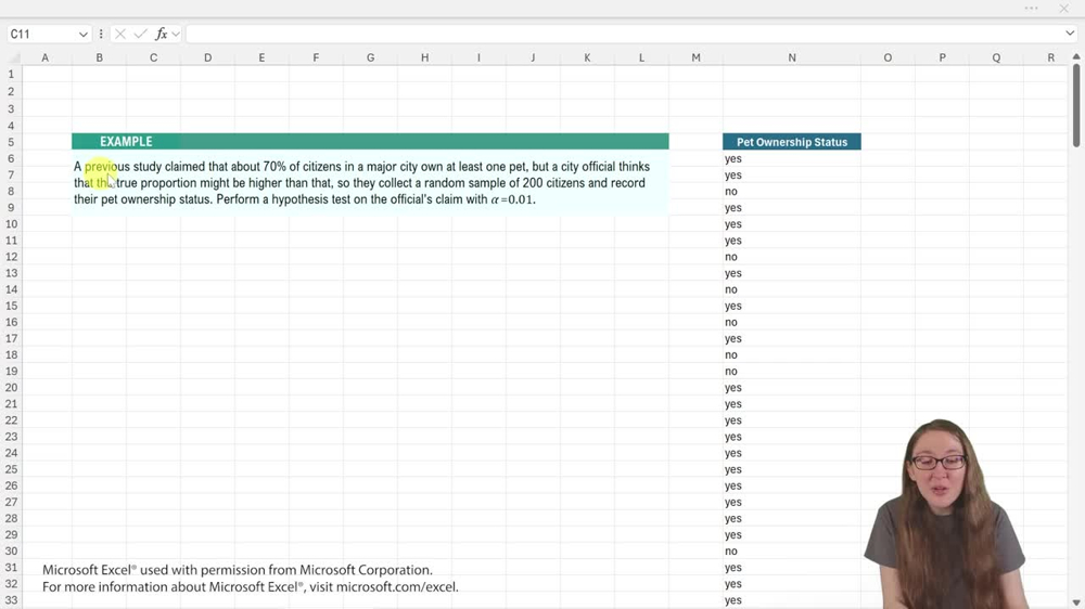 Performing Hypothesis Tests: Proportions  - Excel Example 1