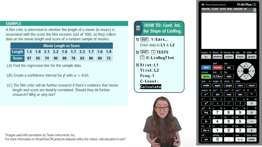 Confidence Interval for the Slope of a Regression Line Example 6