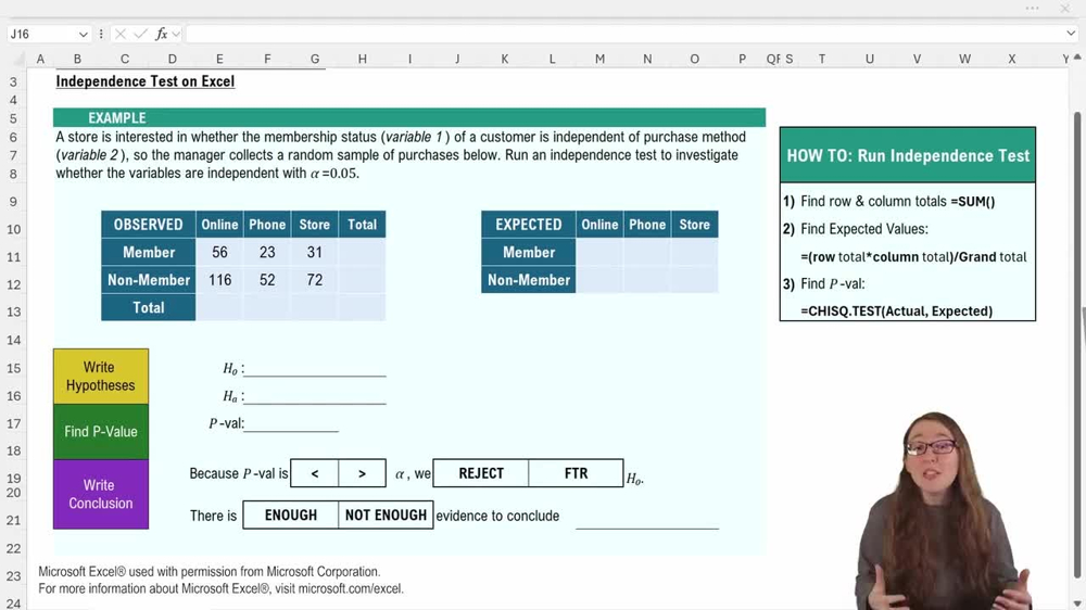 Independence Tests - Excel